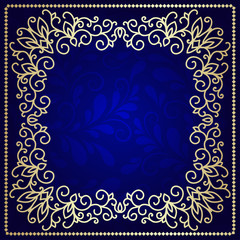 Beautiful dark blue background with gold pattern