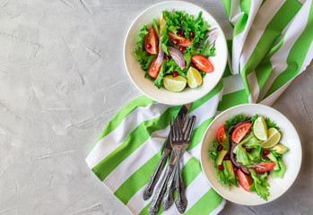 Fresh salad in bowls