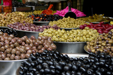 Olives of different types and colours