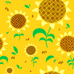 sunflowers seamless, floral and sunny pattern on sunny background