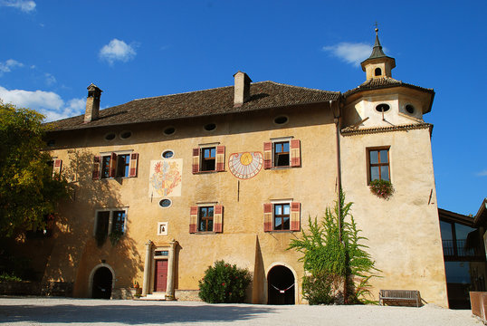 Typical building, vineyard near Kaltern, South Tyrol, Italy