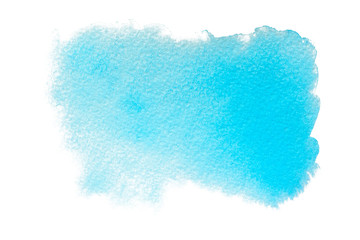 Abstract watercolor of blue color. Handmade stain. Isolated watercolor illustration for decoration
