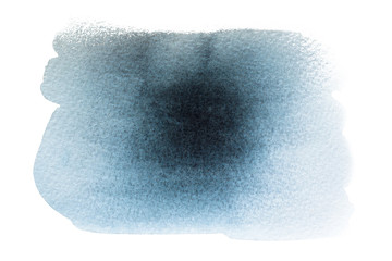 Abstract watercolor of black color. Handmade stain. Isolated watercolor illustration for decoration