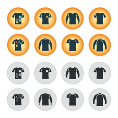 Sweater, sweatshirt, t-shirt icon set