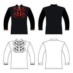 T Slavic shirt vyshivanka man template (front, back views)