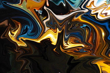 Fototapeta na wymiar Abstraction of rounding and distortion of yellow gold. Spectrum of color fusion by plastic change of color forms of high-quality photos.