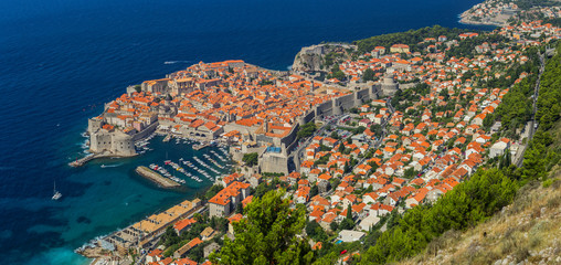 Overview to the old town of Dubrovnik, Croatia.