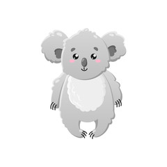 Cute cartoon koala. Vector isolated illustration on white background. Template for design, print.