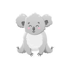 Cute cartoon koala. Vector isolated illustration on white background. Template for design, print.