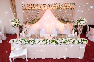 Decoration for celebrations. Beautiful details. Flower decoration.