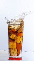 cola splash, there is some movement in the splashes close up
