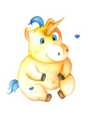Cute unicorn with blue tail