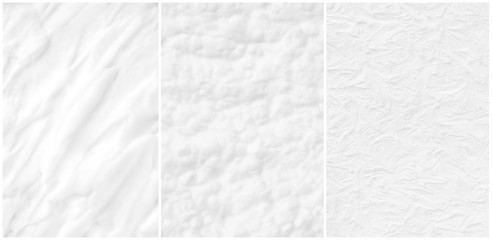 Set gentle textures white cosmetic cream.