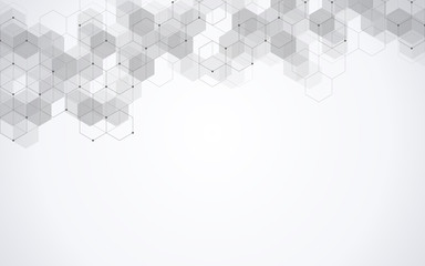 Obraz premium Vector hexagons pattern. Geometric abstract background with simple hexagonal elements. Medical, technology or science design.