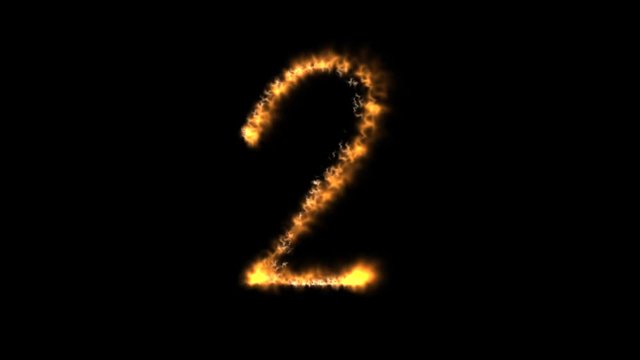 Animated Numbers Drawn with fire Counting One-Two-Three-Four - 1234