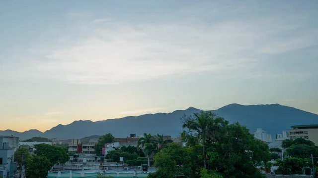 Sunrise Timelapse in Santa Marta, Colombia Over The Sierra Navada Mountains