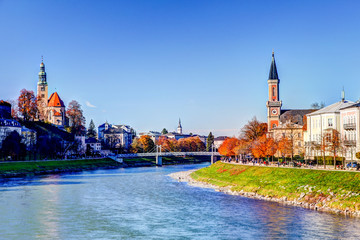 Naklejka premium Cityscape of Salzburg Austria