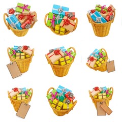 Many colored gift boxes