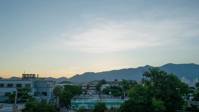 Sunrise Timelapse in Santa Marta, Colombia Over The Sierra Navada Mountains