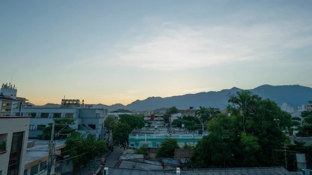 Sunrise Timelapse in Santa Marta, Colombia Over The Sierra Navada Mountains