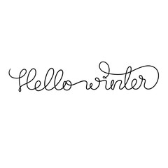 Hello winter hand written lettering vector illustration.