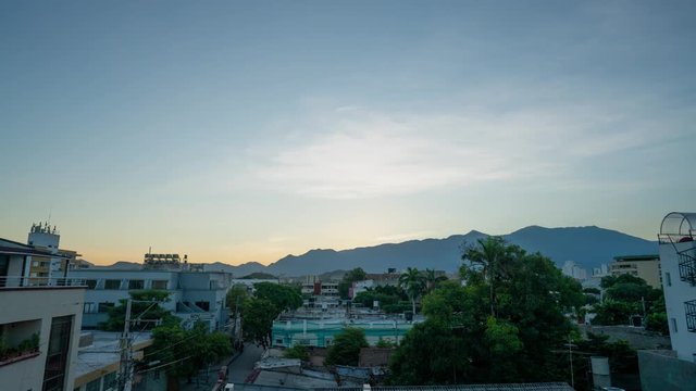 Sunrise Timelapse in Santa Marta, Colombia Over The Sierra Navada Mountains
