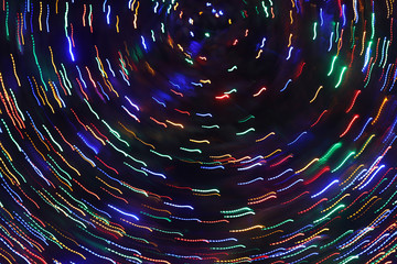 Varied whirling lights on Christmas tree as artistic effects