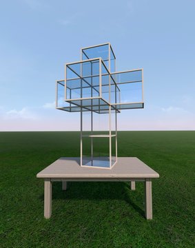 Net of a tesseract, illustration