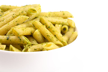 Bowl of Penne Pasta with Pesto Sauce
