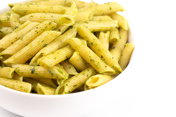 Bowl of Penne Pasta with Pesto Sauce