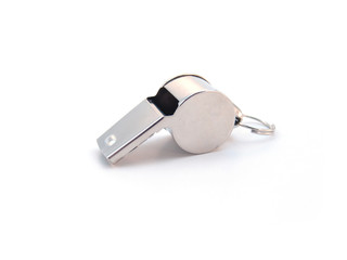 Silver whistle isolated over white
