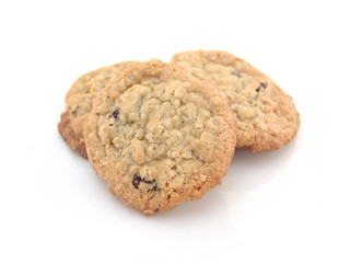 oatmeal cookies with raisins isolated on white background