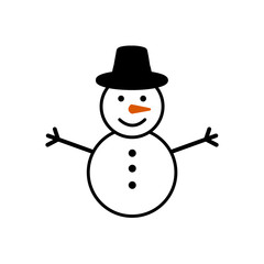 Snowman wearing flat cap on a white background