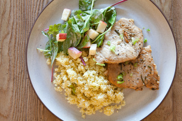 Maple Glazed Pork with Apple Salad and Couscous