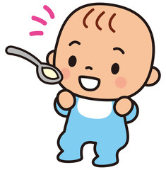 スプーンで食べる赤ちゃん