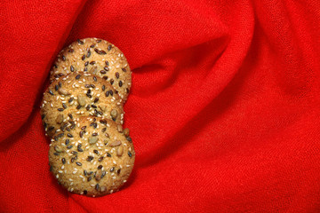 cookies on red background