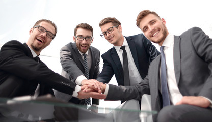 Fototapeta premium group of successful business people showing their unity
