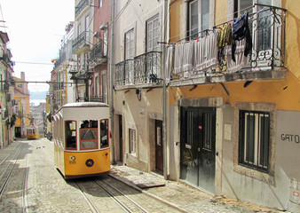 Lisbon. The yellow old tram