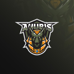 anubis logo mascot  design  vector with modern illustration concept style for badge, emblem and tshirt printing. anubis head illustration.