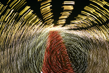 Varied whirling lights on Christmas tree as artistic effects
