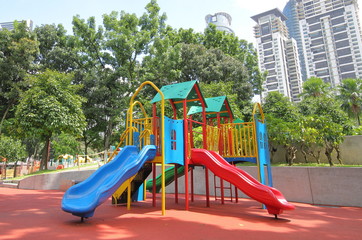 Child playing ground slider park