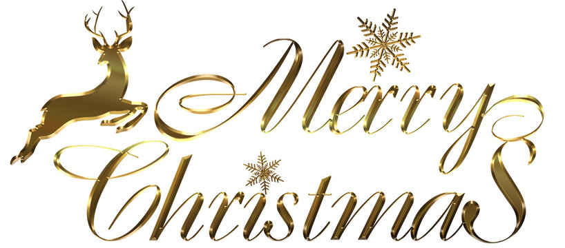 金のメタリックの質感のトナカイとメリークリスマスのロゴ Merry Christmas Logo Stock Illustration Adobe Stock