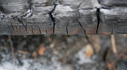 Polonne / Ukraine - 6 December 2018: Natural black charcoal surface from tree. Details on the surface of coal