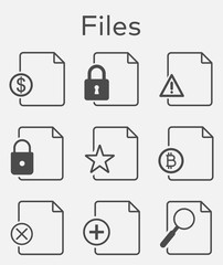 Outline files icon set.Vector illustration
