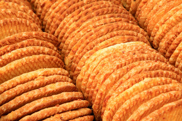 Cookies lined up together