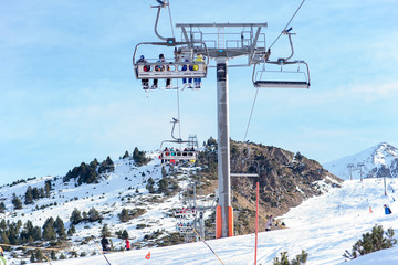 Grau Roig, Andorra : 2018 December 8 : Sunny Day in Grandvalira Ski Station in Andorra.