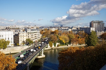 Fototapeta na wymiar Paris, France - November 13, 2018: Skyline viewed from Institut du Monde Arabe in Paris