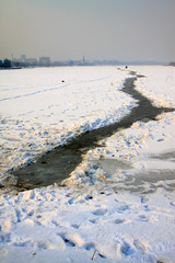 imprint on surface of ice river