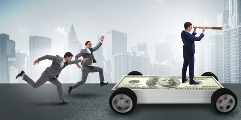 Fototapeta premium Businessman in the business concept with dollar car