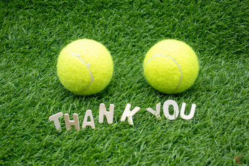 Tennis Thank you are on green grass
